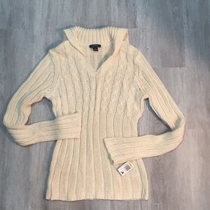 Nautica V Neck Sailor-Style Shawl-Collar Sweater Small